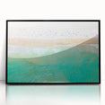 Large abstract wall art featuring Sydney scenery in mid-century modernist style, vibrant colors on black framed acrylic.