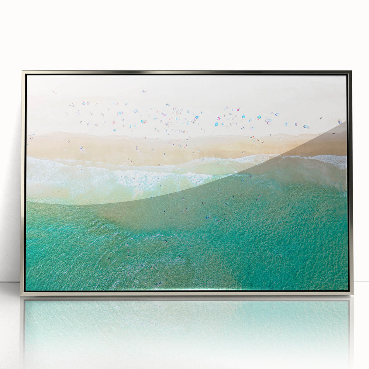 Large art print of Sydney skyline in muted gray and blue tones on framed acrylic, suitable for modern art wall decor.