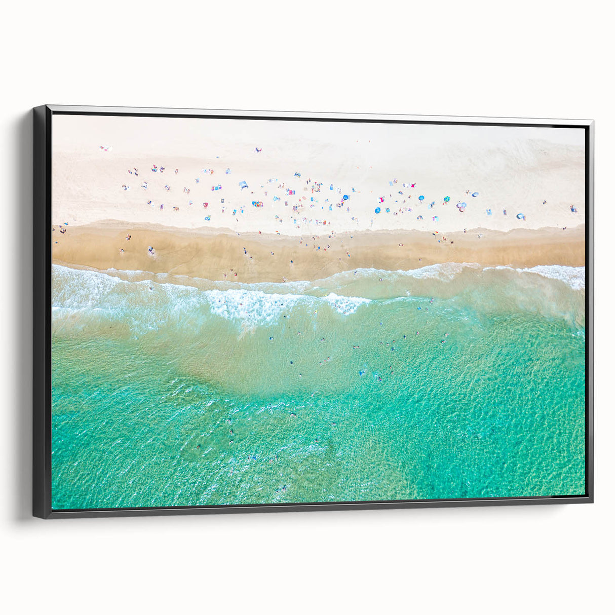 Black and white framed canvas of Sydney landscape, ideal for bedroom wall decor, featuring vintage poster art style.