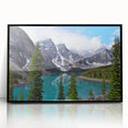 Large abstract wall art of Alberta, Canada scenery in muted earth tones, framed in black acrylic.