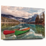Large abstract wall art of British Columbia scenery on acrylic glass, in muted earth tones.