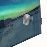 Large abstract wall art depicting a Newfoundland scenery in muted earth tones on acrylic glass, suitable for dining room art.