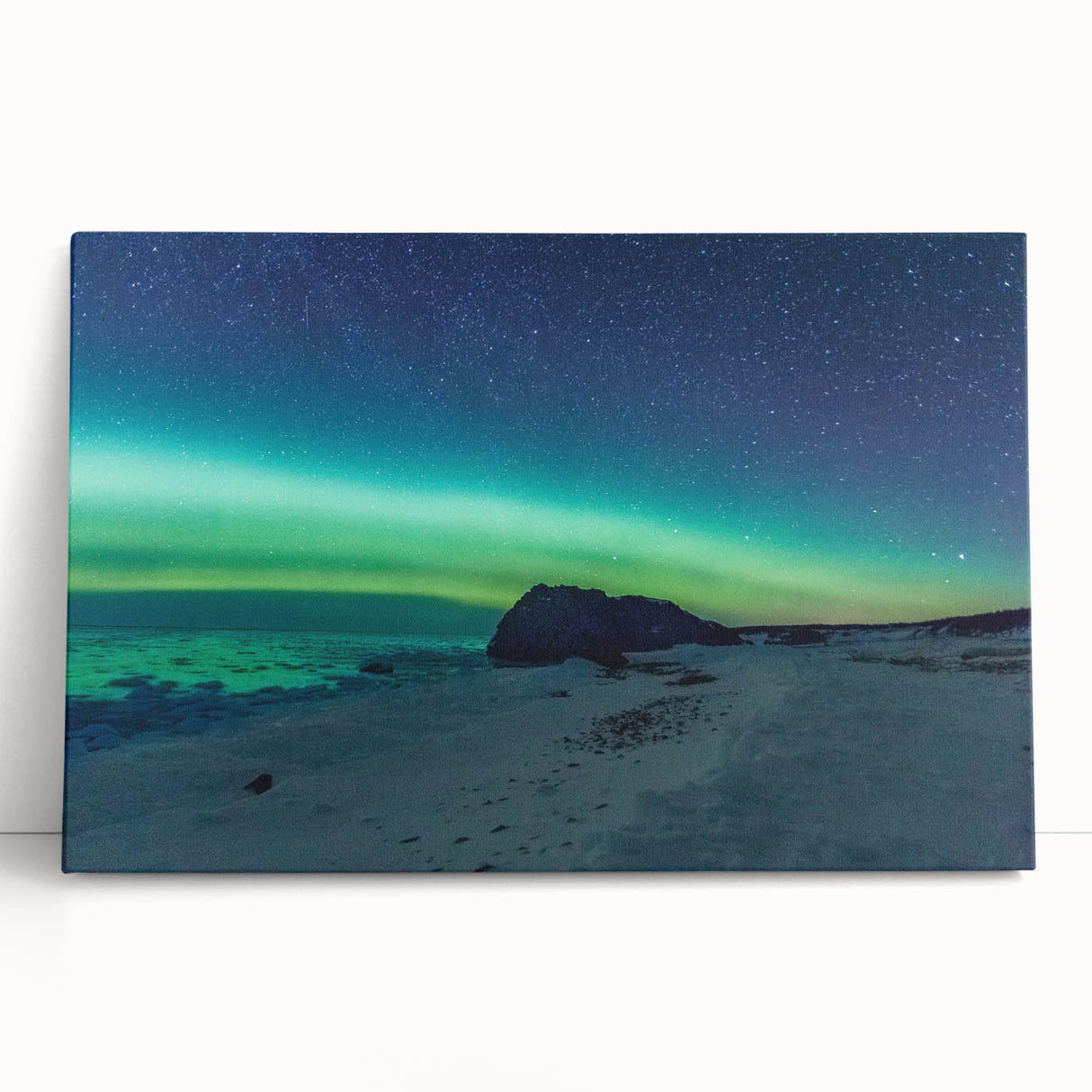 Black and white photo of Newfoundland scenery on large stretched canvas, suitable for kitchen or bedroom wall art.