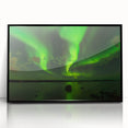 Large abstract wall art depicting the Northwest Territories in a mid-century modernist style, framed in black acrylic.