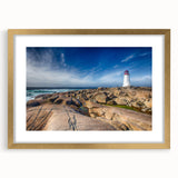 Extra large abstract art print of a textured Nova Scotia scenery in a gold frame, ideal for living room decor.