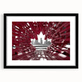 Extra large abstract art print of a colorful, textured scenery depicting Ontario, in a black frame with mat.