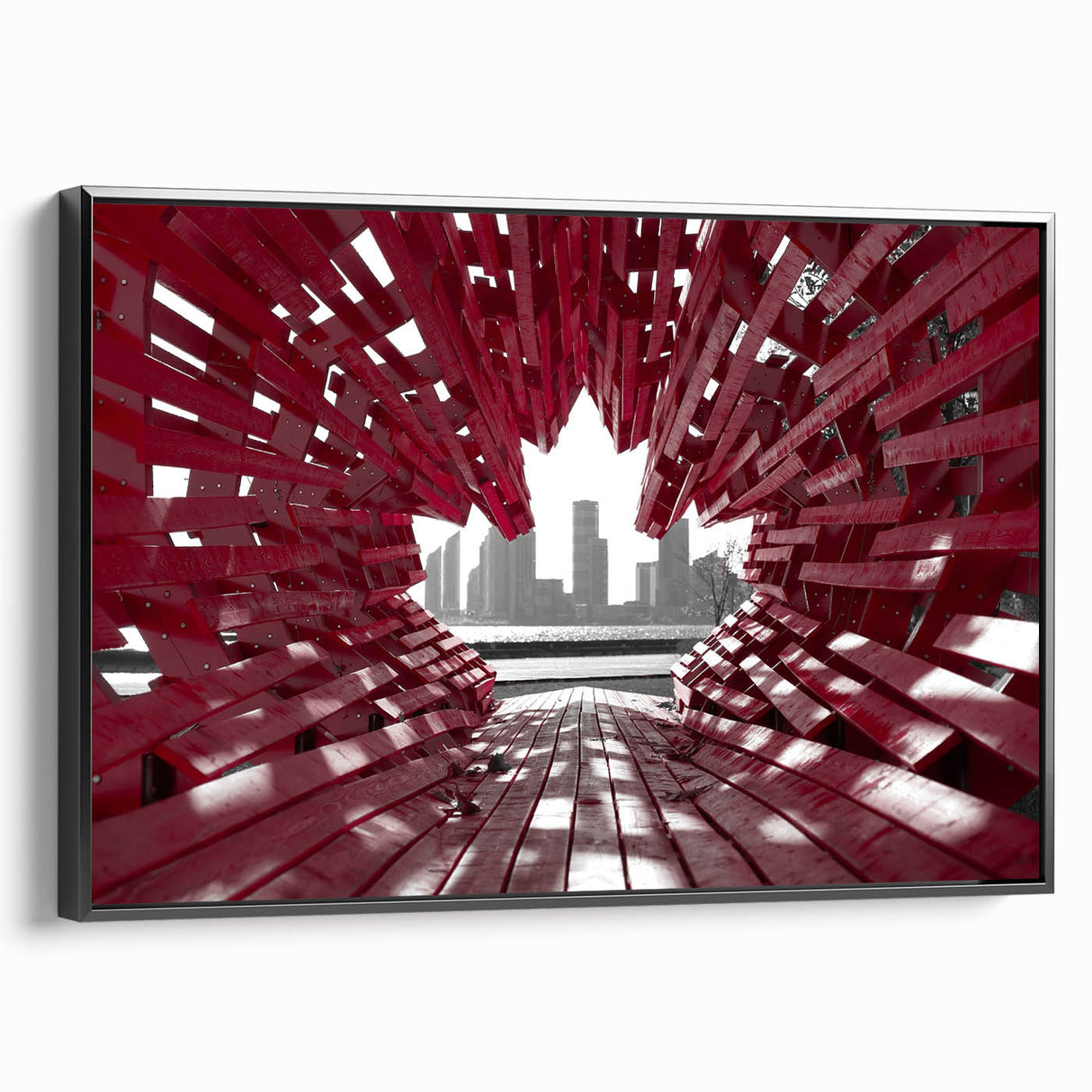 Black and white framed canvas of Ontario landscape, ideal for bedroom wall art.