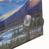 Large abstract wall art of Saskatchewan scenery in muted earth tones on acrylic glass, ideal for dining room art.