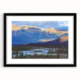 Extra large abstract art print of vibrant, textured Canadian scenery on a black-framed mat, ideal for living room decor.