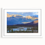 Abstract art print of a Saskatchewan landscape in muted earth tones on a framed canvas.