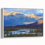 Vintage poster art of a Saskatchewan landscape on a framed canvas, featuring colorful art in muted earth tones.