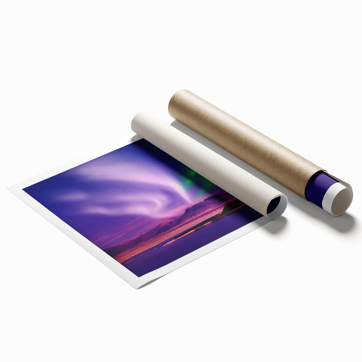 Extra large rolled print of Yukon scenery with vibrant green and blue tones, ideal for classy bathroom wall art.