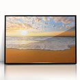 Framed acrylic print of a large abstract depiction of the Caribbean Bahamas in vibrant blue and green tones.