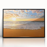 Framed acrylic print of a large abstract depiction of the Caribbean Bahamas in vibrant blue and green tones.