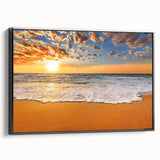 Black and white framed canvas of a Caribbean landscape, ideal for bedroom wall decor.