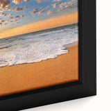 Extra large framed canvas depicting a colorful Caribbean scene with textured palm trees on a black background.