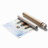 Extra large rolled print of a Caribbean scenery with vibrant floral elements, ideal for classy bathroom wall art.