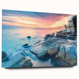 Acrylic print of a serene Caribbean seascape in cool blue and green hues, suitable for bedroom or dining room art.