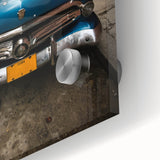 Large abstract Caribbean scenery in vibrant blues and greens on acrylic glass, ideal for dining room art.