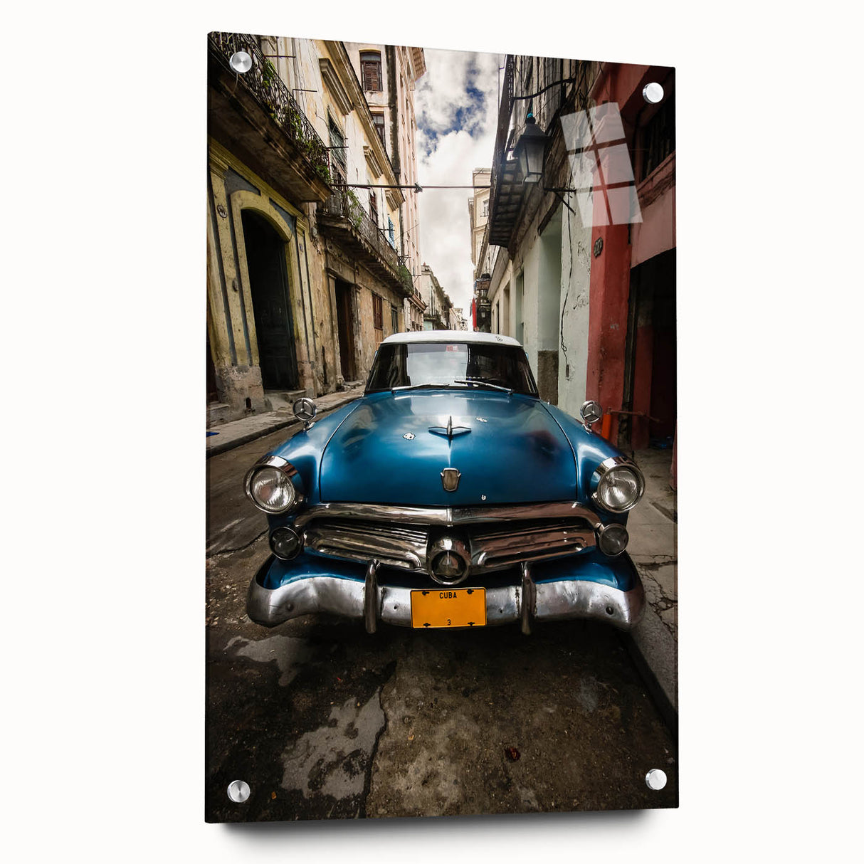 Large abstract wall art depicting Caribbean scenery on acrylic glass, suitable for bedroom or dining room decor.