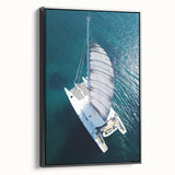 Black and white vintage poster art of a Caribbean landscape on framed canvas, ideal for bedroom decor.