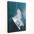 Caribbean coastal scene on large stretched canvas, featuring vibrant blue and green hues, ideal for kitchen wall art.