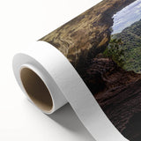 Art deco poster of a serene Puerto Rican landscape in soft pastel tones on rolled canvas, ideal for nursery wall art.