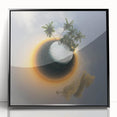 Large abstract wall art depicting the Caribbean Virgin Islands in vibrant blue and green hues on a framed acrylic panel.