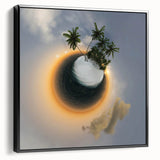Black and white framed canvas of the Caribbean Virgin Islands landscape, ideal for bedroom wall decor.