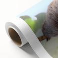 Art deco poster of a Costa Rican landscape in muted green and blue tones on rolled canvas, ideal for nursery wall art.
