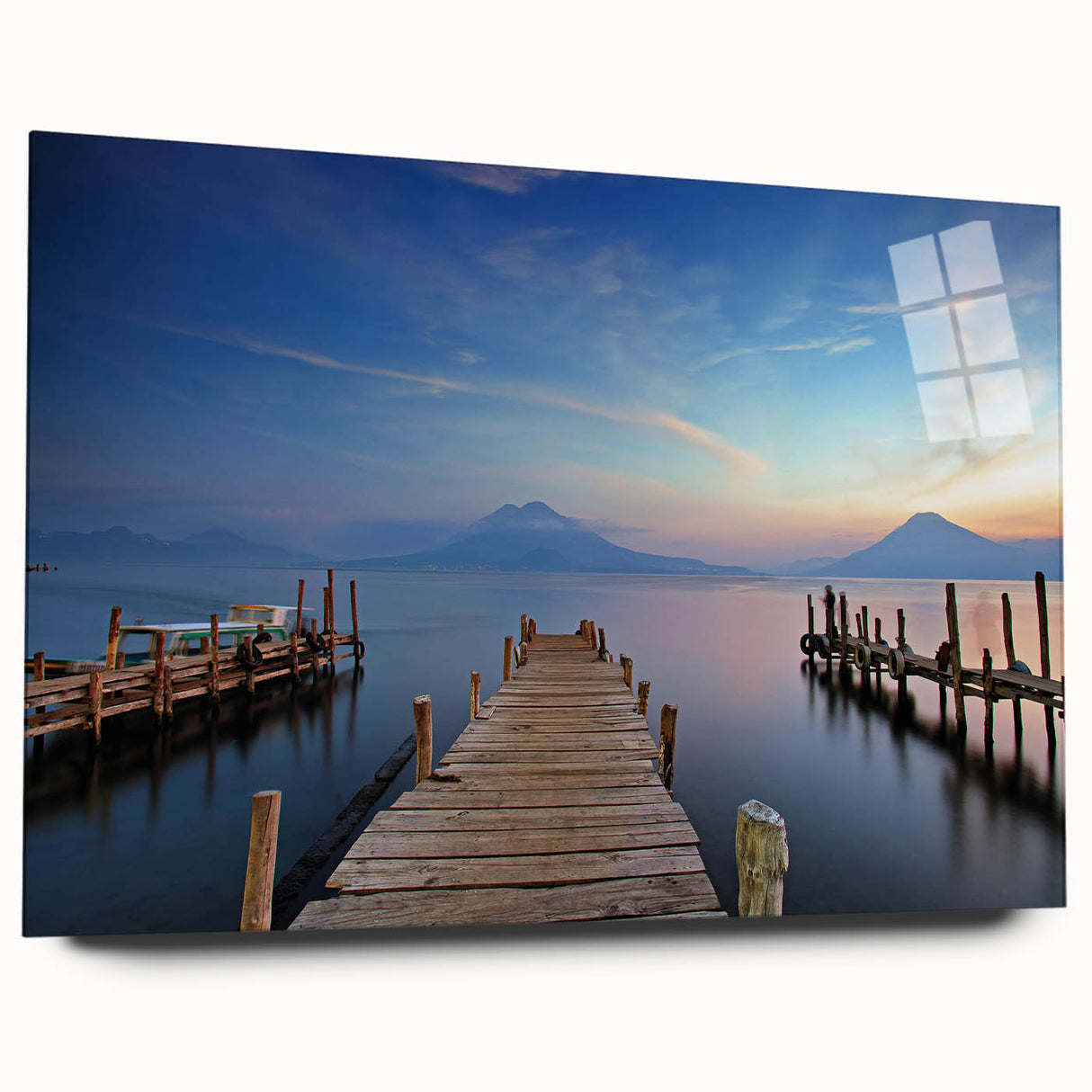 Large abstract wall art of Central American scenery in vibrant colors on acrylic glass.