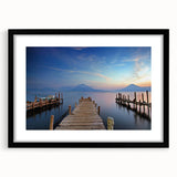 Extra large textured abstract art print of vibrant, colorful Central American scenery on a black framed canvas.