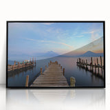 Large abstract wall art of Central American scenery in black acrylic frame, ideal for modern art wall decor.
