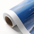 Art deco poster of Nicaragua scenery in vibrant greens and blues on rolled canvas.