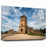 Acrylic print of a panoramic Central American scenery, in muted earth tones, ideal for dining room decor.