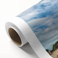Art deco poster depicting the Panama skyline in soft pastel shades on rolled canvas, ideal for nursery wall art.