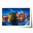Rolled print of a European Belgian landscape with floral elements in pastel shades, ideal for dining room wall art.