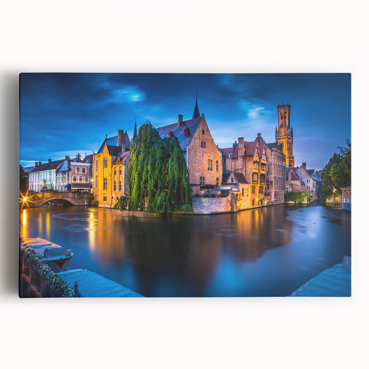 Black and white photograph of a European street scene on stretched canvas, suitable for kitchen wall art.