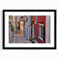 Abstract art print of a vibrant Croatian landscape in textured colors on a large framed canvas, ideal for living room decor.
