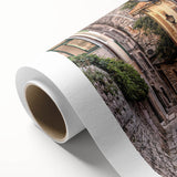 Art deco poster featuring a scenic view of Croatian coastline in muted earth tones.