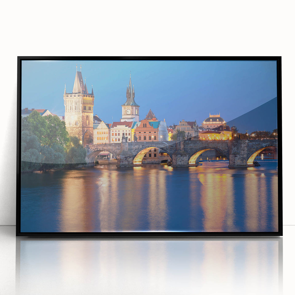 Framed acrylic print of a large abstract depiction of a Czech landscape in muted earth tones, ideal for a modern living room.