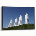 Black and white framed canvas of a vintage Danish landscape, ideal for bedroom wall art.