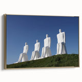 Framed canvas depicting a vintage black and white landscape of Denmark, ideal for bedroom wall art.
