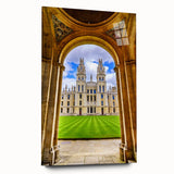 Acrylic print of Oxford's cityscape in muted earth tones, ideal for bedroom or dining room decor.