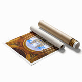 Extra large rolled print of Oxford scenery with floral elements in muted earth tones, ideal for classy bathroom wall art.