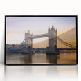 Framed acrylic print of the Thames River in muted gray and blue tones, ideal for modern art wall decor.