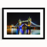 Extra large abstract print of Tower Bridge in vibrant colors on textured canvas, ideal for living room decor.