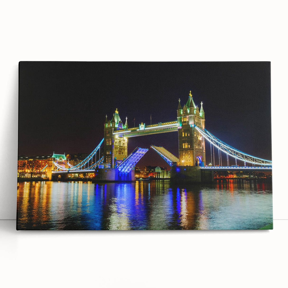 Black and white canvas print of Tower Bridge in London, ideal for kitchen wall art.