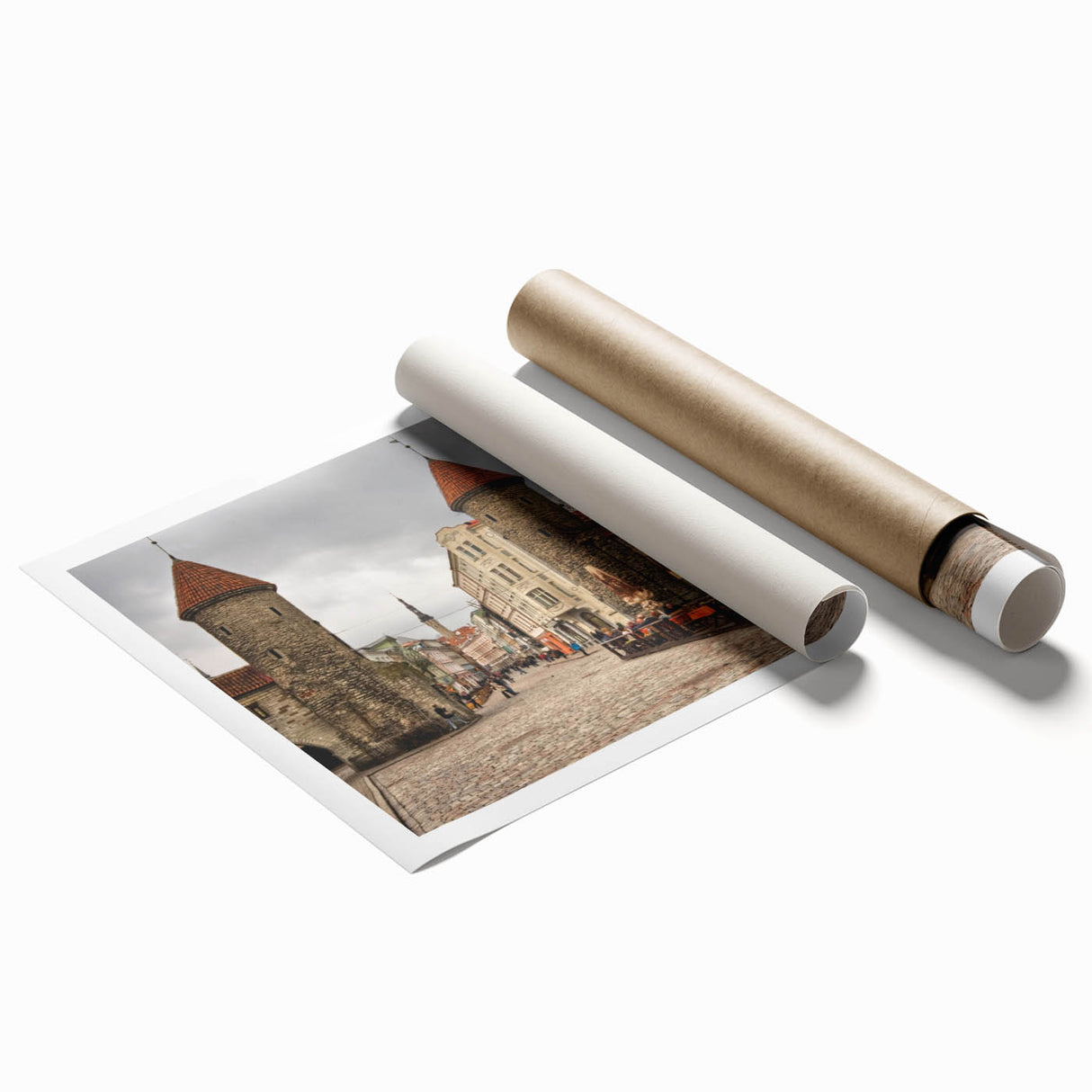 Extra large rolled print of a serene Estonian landscape with vibrant greenery and floral elements.