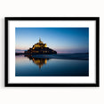 Extra large abstract art print of a colorful, textured European scenery in a black frame, ideal for living room decor.